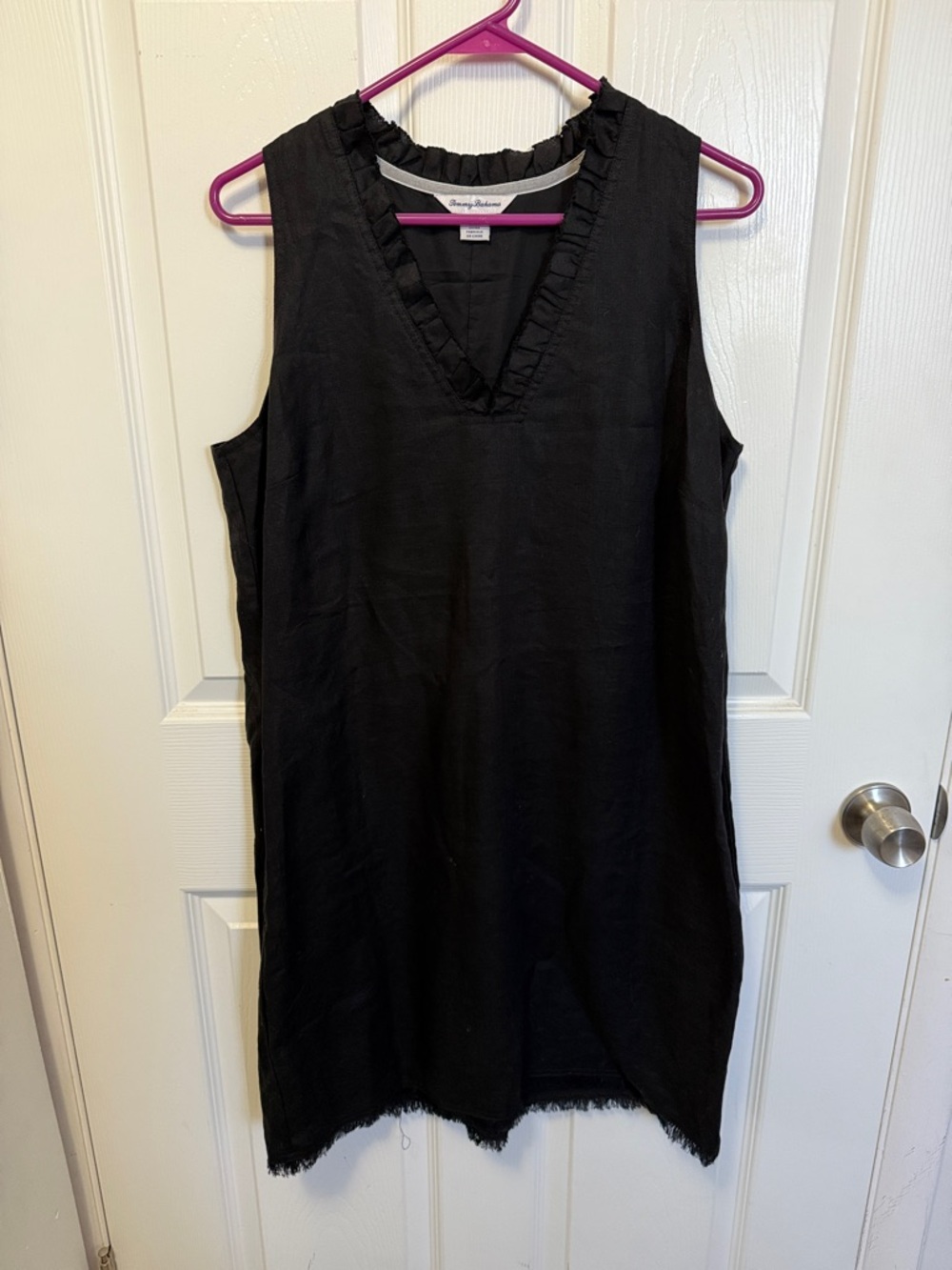 Tommy Bahama Black Sleeveless V-Neck Ruffle Dress